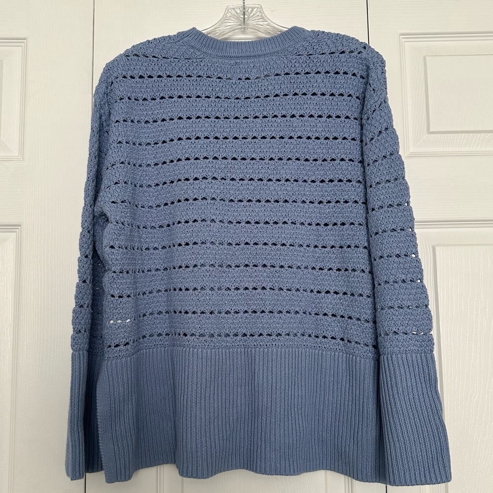 GAP Light Blue Perforated Crewneck Sweater - Size S - Oversized Fit - NWT - Picture 6 of 6